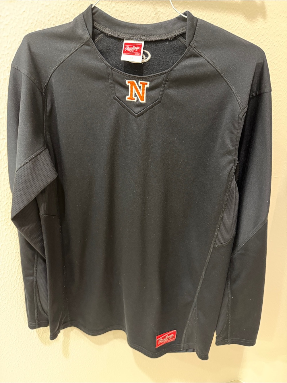Rawlings Black Long-Sleeve Performance Shirt with Orange 'N' Patch